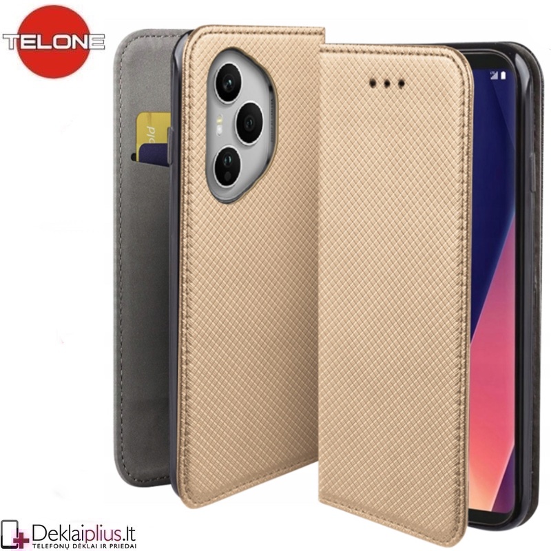 Telone atverčiamas dėklas - auksinės spalvos (Huawei Honor 400 Pro) Telone atverčiamas dėklas - auksinės spalvos (Huawei Honor 400 Pro)